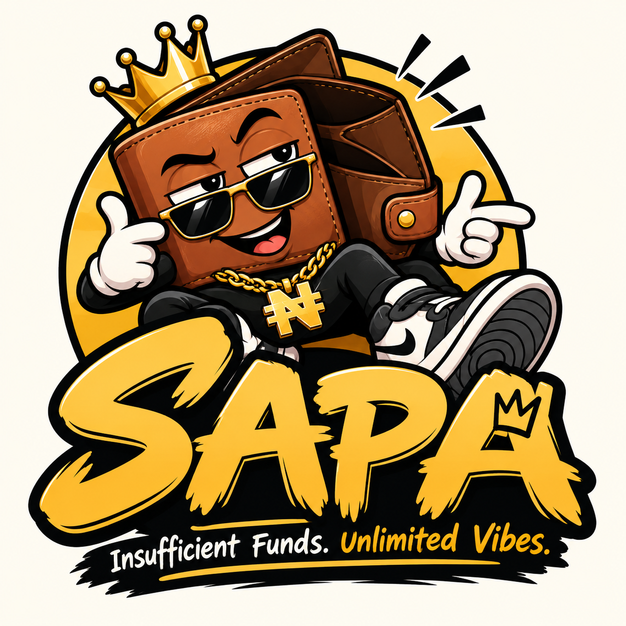 SAPA crowned wallet mascot